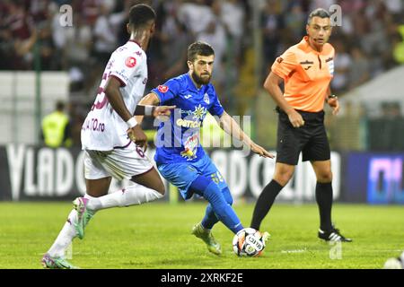 RASSAMBEK AKHMATOV DURANTE LA PARTITA GLORIA BUZAU - FC RAPID 1923 BUCURESTI, SUPERLIGA SUPERBET (10.08.2024) ,CRISTI STAVRI Foto Stock