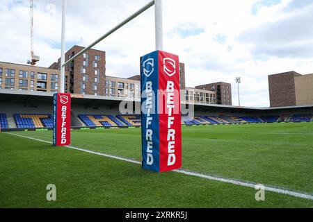 Durante il Betfred Super League Round 21 match Londra Broncos vs Warrington Wolves a Plough Lane, Wimbledon, Regno Unito, 11 agosto 2024 (foto di Izzy Poles/News Images) Foto Stock