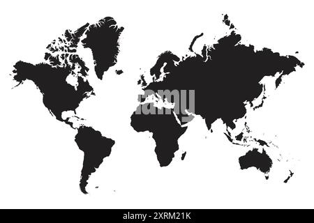 Mappa mondiale vuota isolata su vettore stock bianco Illustrazione Vettoriale