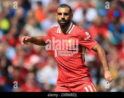 Anfield, Liverpool, Merseyside, Regno Unito. 11 agosto 2024. Amichevole di calcio pre-stagione, Liverpool contro Siviglia; Mohammed Salah di Liverpool Credit: Action Plus Sports/Alamy Live News Foto Stock