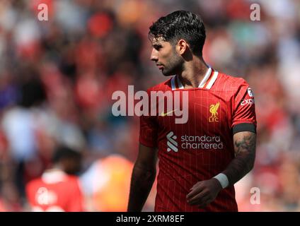 Anfield, Liverpool, Merseyside, Regno Unito. 11 agosto 2024. Amichevole di calcio pre-stagione, Liverpool contro Siviglia; Dominik Szoboszlai di Liverpool Credit: Action Plus Sports/Alamy Live News Foto Stock