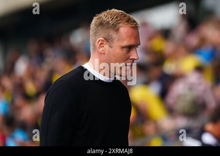 Johannes Hoff Thorup, allenatore di Norwich City, durante la partita del campionato Sky Bet al Kassam Stadium di Oxford. Data foto: Sabato 10 agosto 2024. Foto Stock