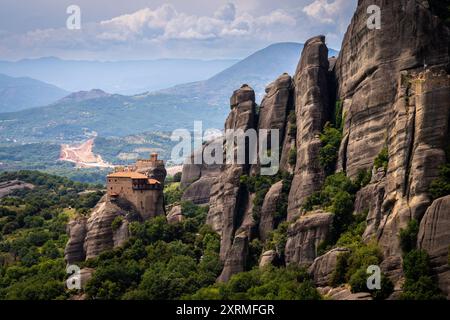 Monastero di Agios Nikolaos Anapafsas. Meteora. Grecia. Foto Stock