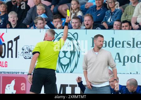 Haderslev, Danimarca. 11 agosto 2024. Superliga match tra Soenderjyske Football e FC Copenhagen al Sydbank Park di Haderslev domenica 11 agosto 2024. (Foto: Claus Fisker/Scanpix 2024) credito: Ritzau/Alamy Live News Foto Stock