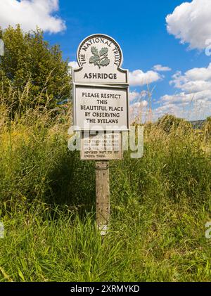 Ivinghoe Beacon Hills, Bucks, Regno Unito, insegna Ashridge Foto Stock