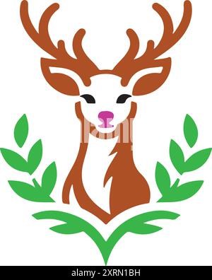 Icona del logo del cervo illustrazione stile vettoriale art Illustrazione Vettoriale
