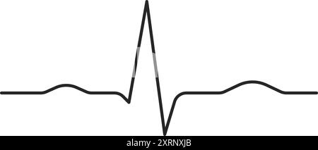 Battito cardiaco singolo o vettore grafico della frequenza cardiaca ECG Illustrazione Vettoriale