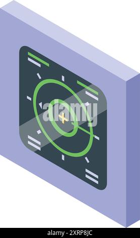 Il radar sta rilevando un target in questa illustrazione vettoriale dell'icona isometrica Illustrazione Vettoriale
