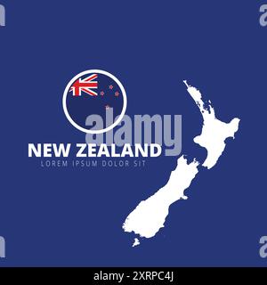 mappa del paese e bandiera arrotondata isolata sul vettore di sfondo Illustrazione Vettoriale