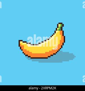 Illustrazione vettoriale della banana con Pixel Art Design, perfetta per i design a tema delle risorse di gioco Illustrazione Vettoriale