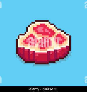 Illustrazione vettoriale della carne con Pixel Art Design, perfetta per i design a tema delle risorse di gioco Illustrazione Vettoriale