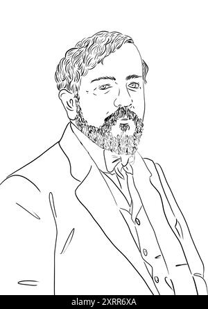 Ritratto di Claude Debussy, famoso compositore francese Foto Stock