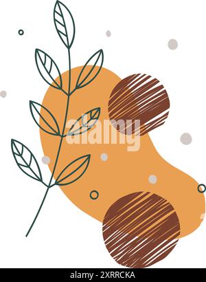 Set di sfondi o motivi colorati astratti e rotondi. Colori autunnali. Scarabocchi disegnati a mano. Punti, gocce, curve, linee. Vettoriale di moda moderna Illustrazione Vettoriale