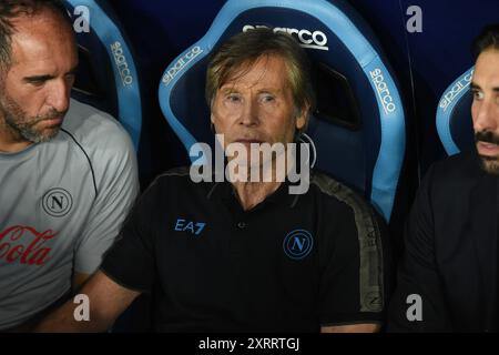 Napoli, Italia. 10 agosto 2024. Gabriele Oriali team manager della SSC Napoli durante la partita di Coppa Italia tra SSC Napoli e Modena FC allo Stadio Diego Armando Maradona Napoli Italia il 10 agosto 2024. Credito: Franco Romano/Alamy Live News Foto Stock