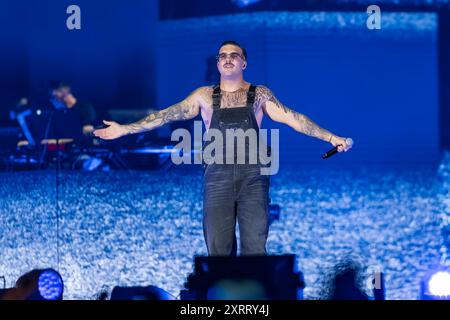 Napoli, Italia. 21 giugno 2024. Il rapper italiano Geolier, si è esibito dal vivo allo Stadio Maradona di Napoli. (Foto di Andrea Gulí/SOPA Images/Sipa USA) credito: SIPA USA/Alamy Live News Foto Stock