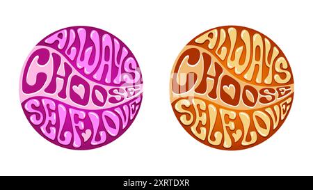 Scegli sempre l'amore per te stesso, in due modi di colore Illustrazione Vettoriale