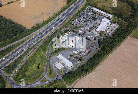 Vista aerea di Moto Wetherby o Wetherby Motorway Services, MSA, Wetherby, West Yorkshire Foto Stock