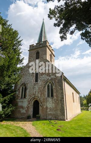 Chiesa di San Nicola nel villaggio di Steventon, Hampshire, Inghilterra, Regno Unito, a cui la famosa autrice Jane Austen frequentava Foto Stock