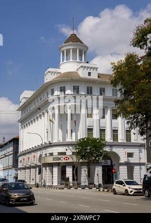 Edificio HSBC nell'architettura dell'epoca coloniale britannica, Perak, Ipoh, Malesia Foto Stock