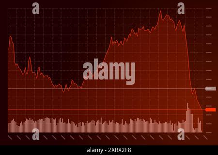 Analisi tecnica del trading del mercato azionario caduta del grafico a barre. Trend discendente del grafico delle borse commerciali. Grafico dell'economia di crisi e delle perdite di investimenti. Concetto di crash dell'indice finanziario dei trader. Sfondo scuro banner EPS Illustrazione Vettoriale