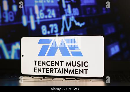 Paraguay. 12 agosto 2024. In questa immagine, il logo Tencent Music Entertainment Group viene visualizzato sullo schermo di uno smartphone. Credito: SOPA Images Limited/Alamy Live News Foto Stock