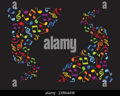 Abstract foglio di musica background di design con note musicali Illustrazione Vettoriale