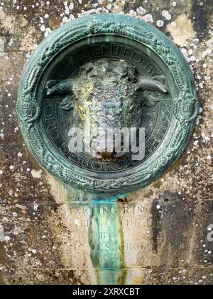 La passerella del Tamigi è un percorso molto frequentato da ciclisti, jogging e proprietari di cani, per non parlare dei fotografi! Uno dei suoi numerosi punti panoramici è Iffley, un piccolo e grazioso villaggio a sud di Oxford con una bella serie di chiuse e ponti sul fiume. Qui c'è una placca piuttosto insolita che adorna il vecchio ponte in pietra sopra una parte del fiume. Questa scultura in bronzo di An fu presentata da Lord Desborough - un famoso canottiere - all'Oxford University Boat Club (O.U.B.C) nel 1924. È stato anche responsabile dell'organizzazione dei Giochi olimpici di Londra nel 1908 ed è stato presidente del Thames con Foto Stock