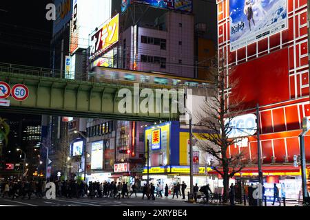 Luci luminose di Electric City, Tokyo, Giappone. Foto Stock