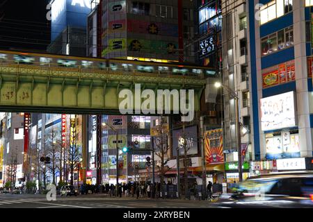 Luci luminose di Electric City, Tokyo, Giappone. Foto Stock