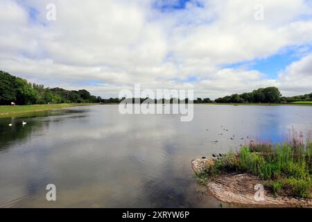 Serbatoio Lisvane presso "Llanishen & Lisvane Reservoirs". Presa agosto 2024. Estate Foto Stock