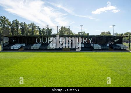 Landore, Swansea, Galles. 12 agosto 2024. Lo stand Our History presso lo Swansea City Academy JOMA High Performance Centre di Landore, Swansea, Galles, Regno Unito, il 12 agosto 2024. Crediti: Duncan Thomas/Majestic Media. Foto Stock