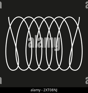 Linee bianche in loop. Ripetizione vettoriale astratta. Design con sfondo nero. Forme continue dinamiche. Illustrazione Vettoriale