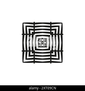 Icona geometrica labirinto. Schema quadrato astratto. Design in bianco e nero. Illustrazione vettoriale. Illustrazione Vettoriale