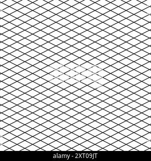 Ripetizione geometrica della griglia. Linee nere che si intersecano. Forme diamantate senza cuciture. Sfondo vettoriale. Illustrazione Vettoriale
