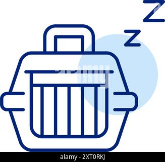 Portabagagli e simbolo del sonno. Comoda gabbia per animali domestici. Pixel Perfect, icona del vettore di traccia modificabile Illustrazione Vettoriale