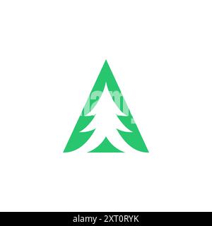 Letter A Pine Tree Logo Vector. Logo Pine Triangle Illustrazione Vettoriale