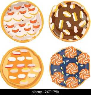 Variazioni astratte delle icone a torta Illustrazione Vettoriale