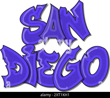 San Diego -City ​​name -Word - grafica vettoriale - rosso e nero - graffiti sul muro - Street art - siti web, presentazioni, saluti, striscioni, Illustrazione Vettoriale