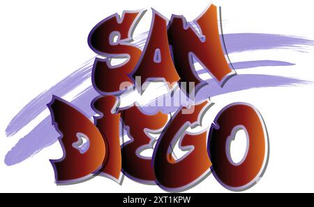San Diego -City ​​name -Word - grafica vettoriale - rosso e nero - graffiti sul muro - Street art - siti web, presentazioni, saluti, striscioni, Illustrazione Vettoriale