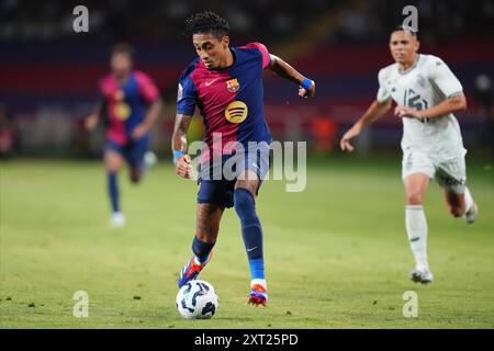 Raphael Dias Belloli Raphinha del FC Barcelona durante il Joan Gamper Trophy match tra FC Barcelona e AS Monaco FC giocato allo Stadio Luis Companys il 2024 agosto a Barcellona in Spagna. (Foto di Bagu Blanco / PRESSINPHOTO) Foto Stock