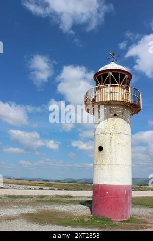 Faro di Hodbarrow Point, Millom, Cumbria, Regno Unito Foto Stock