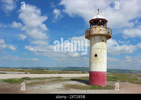 Faro di Hodbarrow Point, Millom, Cumbria, Regno Unito Foto Stock