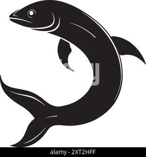 Illustrazione vettoriale della silhouette del pesce anguilla Illustrazione Vettoriale