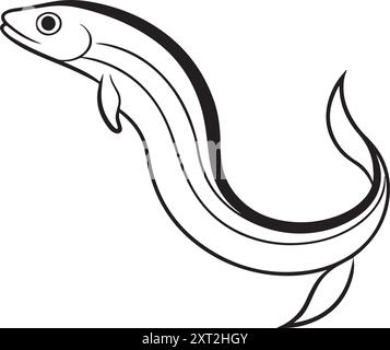 Illustrazione vettoriale della silhouette del pesce anguilla Illustrazione Vettoriale