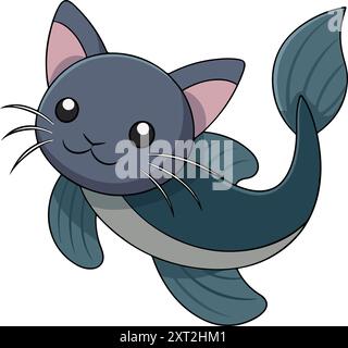 illustrazione vettoriale del pesce gatto bianco e nero Illustrazione Vettoriale