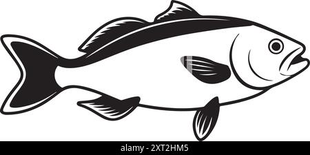 Immagine vettoriale del merluzzo bianco pittura natura morta illustrazione piatta Illustrazione Vettoriale