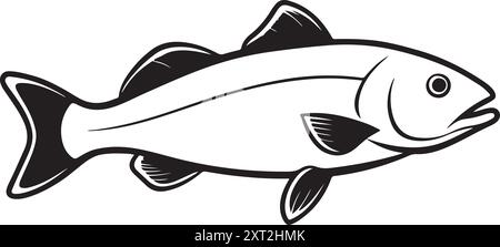 Immagine vettoriale del merluzzo bianco pittura natura morta illustrazione piatta Illustrazione Vettoriale