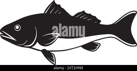 Immagine vettoriale del merluzzo bianco pittura natura morta illustrazione piatta Illustrazione Vettoriale