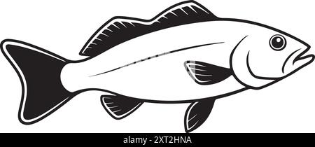 Immagine vettoriale del merluzzo bianco pittura natura morta illustrazione piatta Illustrazione Vettoriale