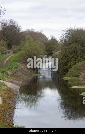 Tewitfield Lochs sulla sezione dismessa del canale di Lancaster vicino a Burton a Kendal Westmorland e Furness precedentemente Cumbria Inghilterra Foto Stock